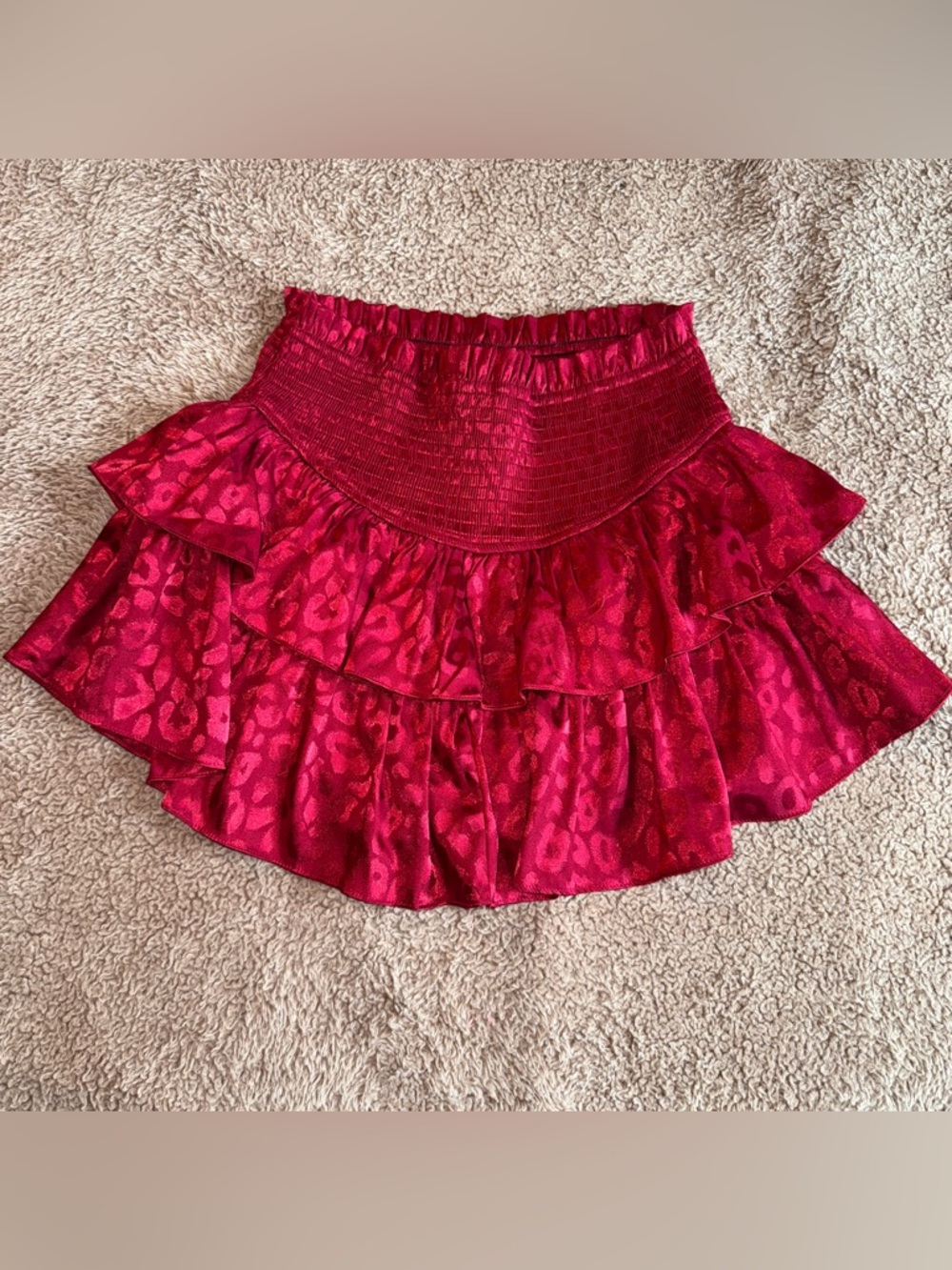 Ee:some red cheetah print skirt, M